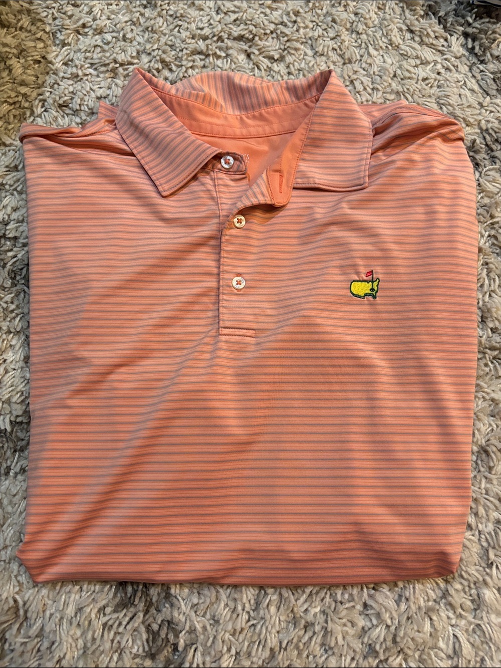 Masters Peach and White Striped Golf Polo - Picture 3 of 3